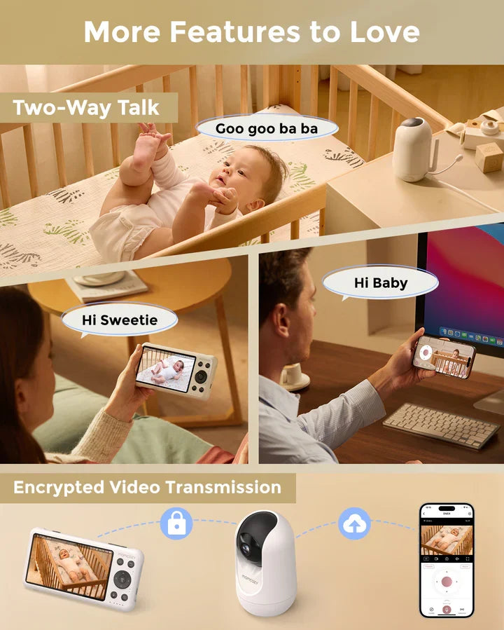 Momcozy BM04 / Me 2 kamera– Kamera Monitorimi Smart Wi-Fi për Foshnjë me Ekran 5″ dhe funksion Dual-Mode