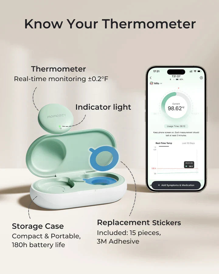 Termometër Momcozy inteligjent për bebe T31 Smart, wearable, me aplikacion, Bluetooth