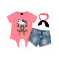 Set Veror për Vajza Hello Kitty me Pantallona Xhins dhe Fjongo