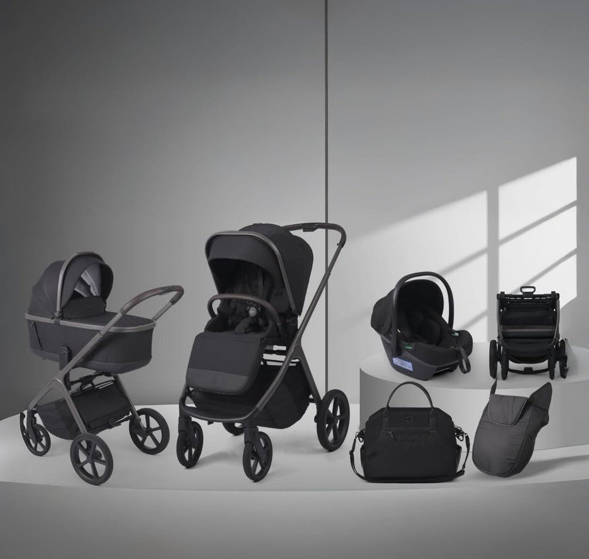 Karrocë për bebe 4 në 1 premium  JO1 (Stroller + Carrycot + Car Seat) – Dizajn modern