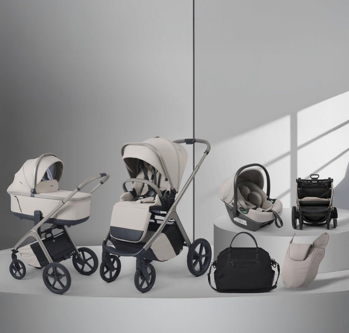 Karrocë për bebe 4 në 1 premium  JO1 (Stroller + Carrycot + Car Seat) – Dizajn modern