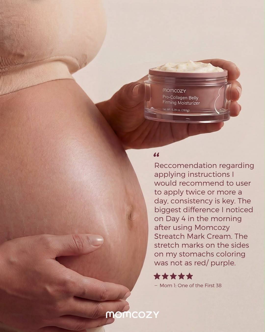Momcozy Pro-Collagen Belly Moisturizer – Krem Hidratues për Barkun gjatë Shtatzënisë