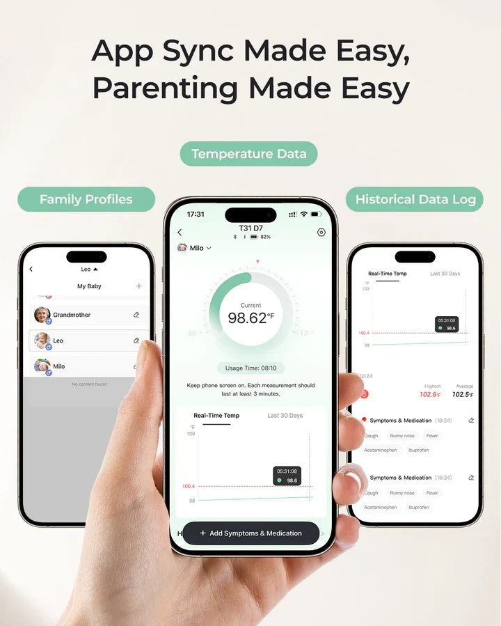 Termometër Momcozy inteligjent për bebe T31 Smart, wearable, me aplikacion, Bluetooth