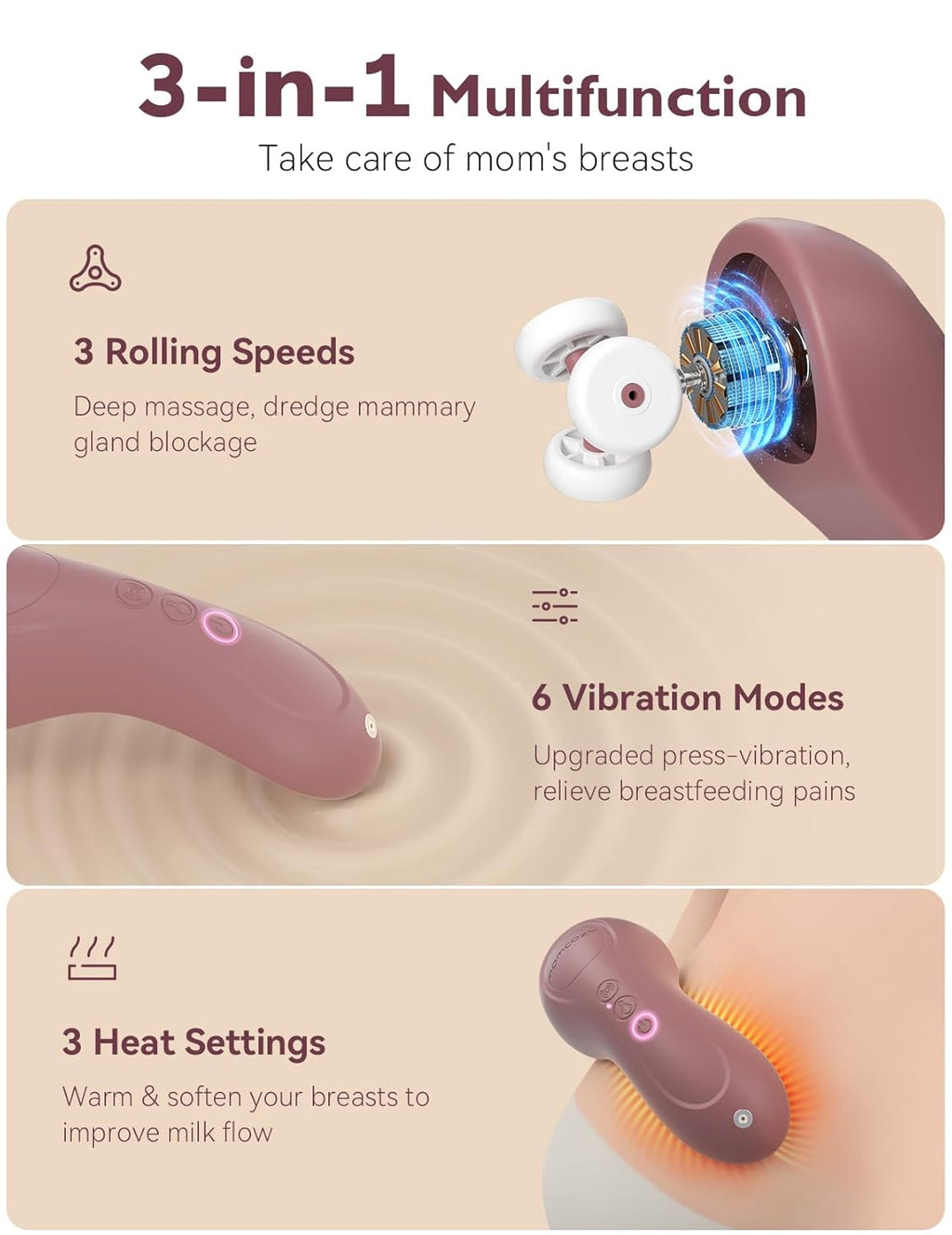 Momcozy 3në1 Masazhues Pompimi (Kneading Lactation Massager)