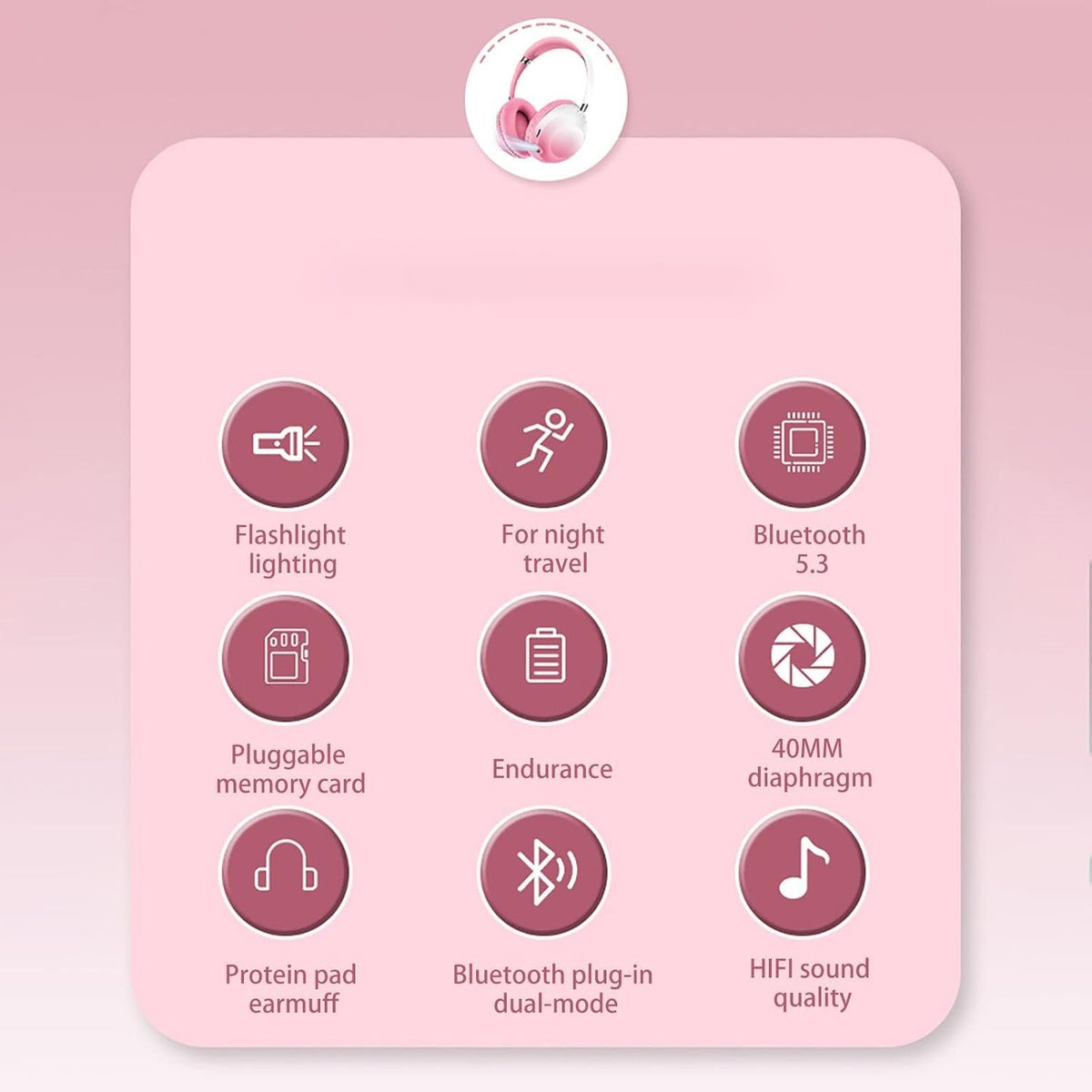 Kufje Bluetooth për Fëmijë me Veshë Mace – AKZ K62
