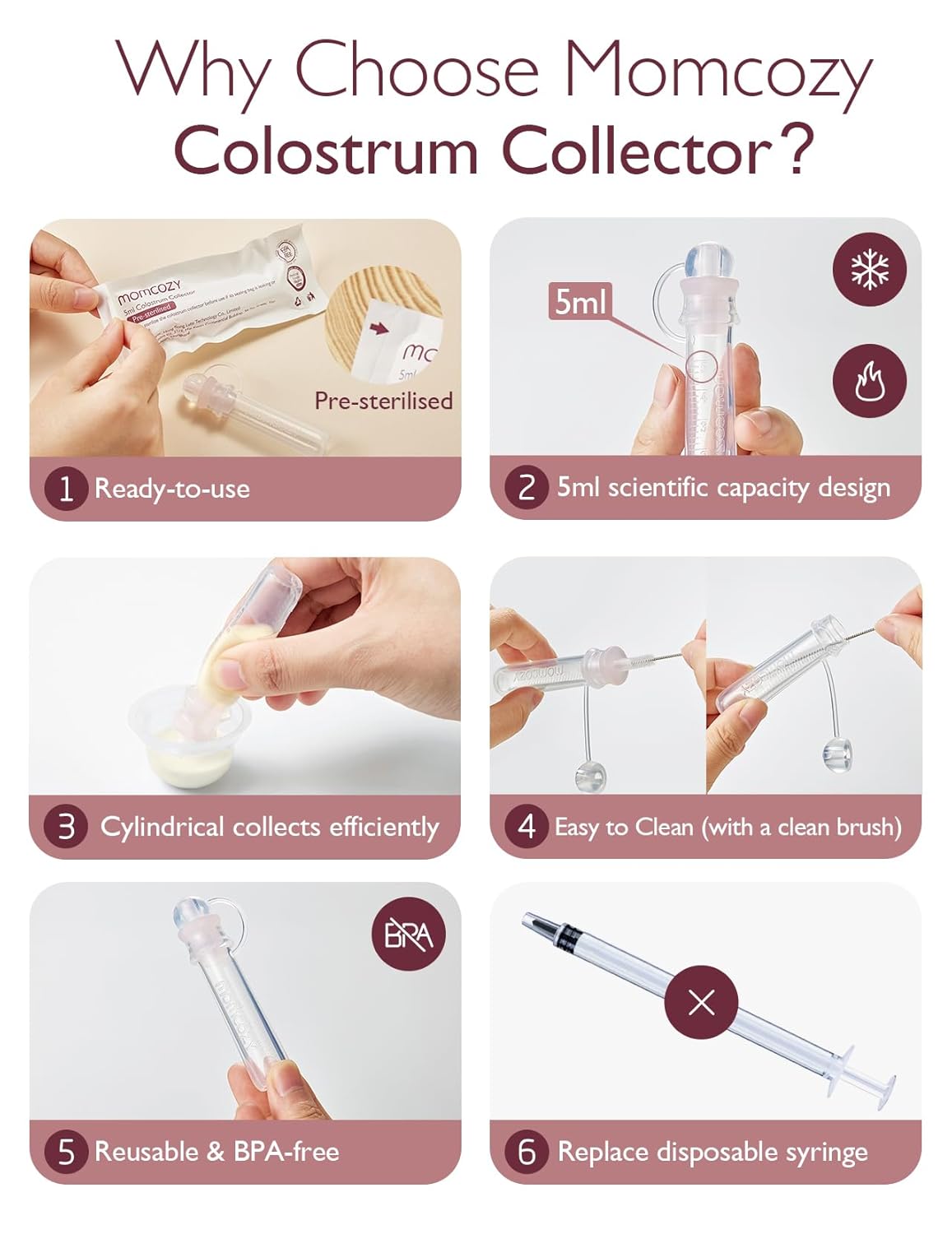 Enë për mbledhjen e kolostrumit Momcozy (Colostrum Collector Container) - 6 copë