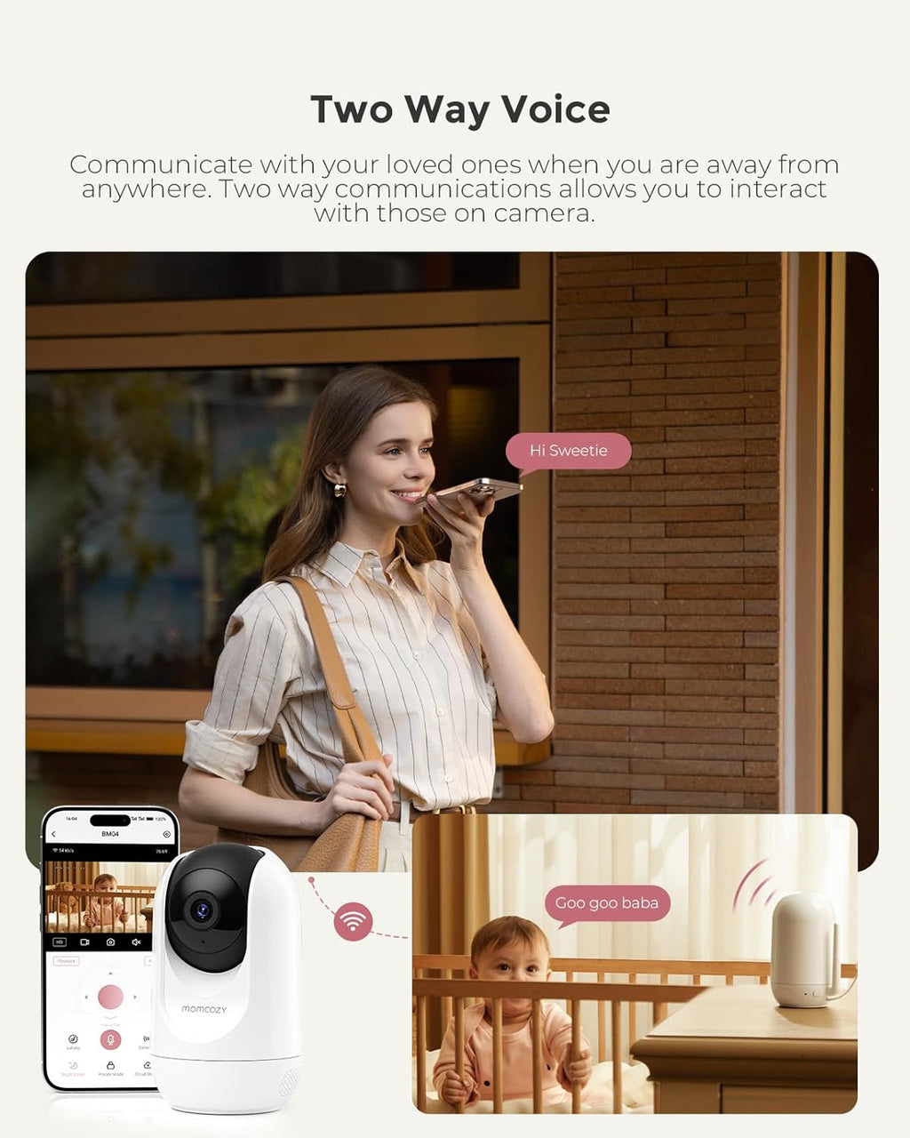 Momcozy BM04 – Kamerë Monitorimi Smart Wi-Fi për Foshnjë me Ekran 5″ dhe funksion Dual-Mode