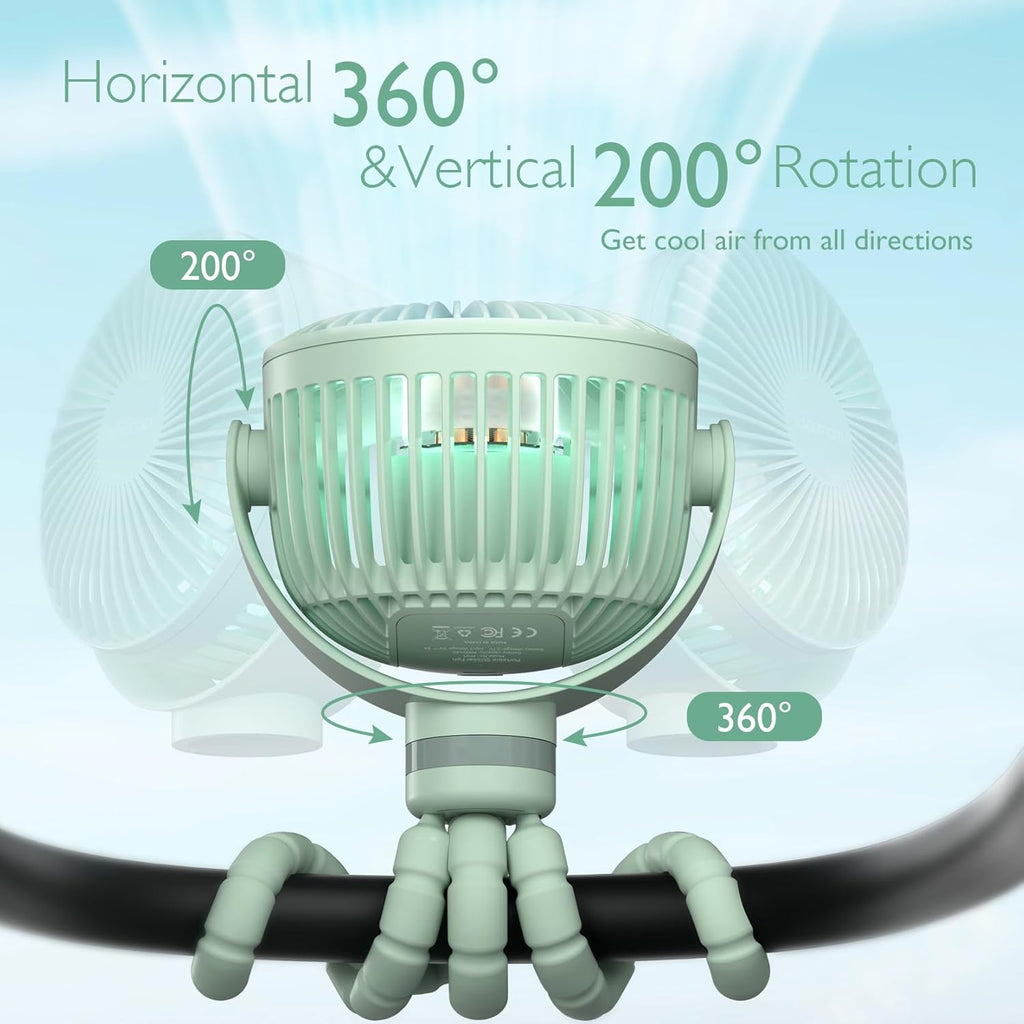 Ventilator portativ për karrocë/shtrat Momcozy PF01 8000mAh me dritë LED