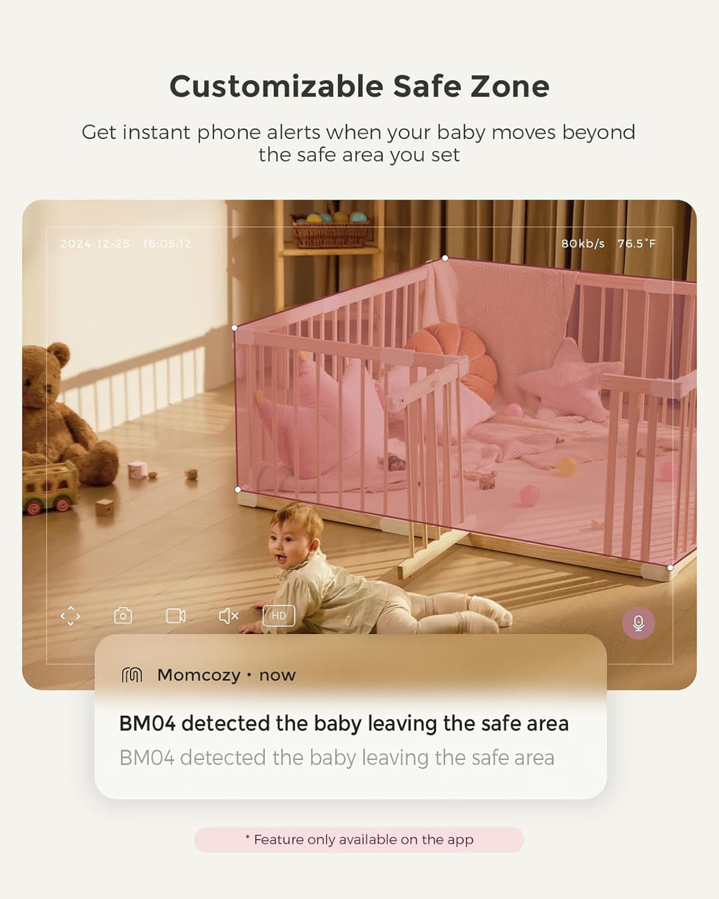 Momcozy BM04 – Kamerë Monitorimi Smart Wi-Fi për Foshnjë me Ekran 5″ dhe funksion Dual-Mode