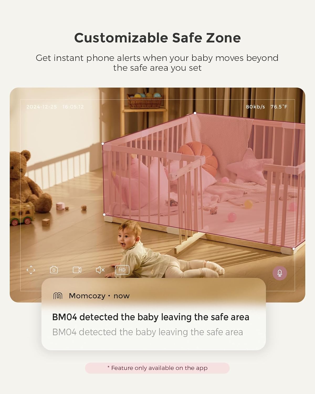 Momcozy BM04 – Kamerë Monitorimi Smart Wi-Fi për Foshnjë me Ekran 5″ dhe funksion Dual-Mode
