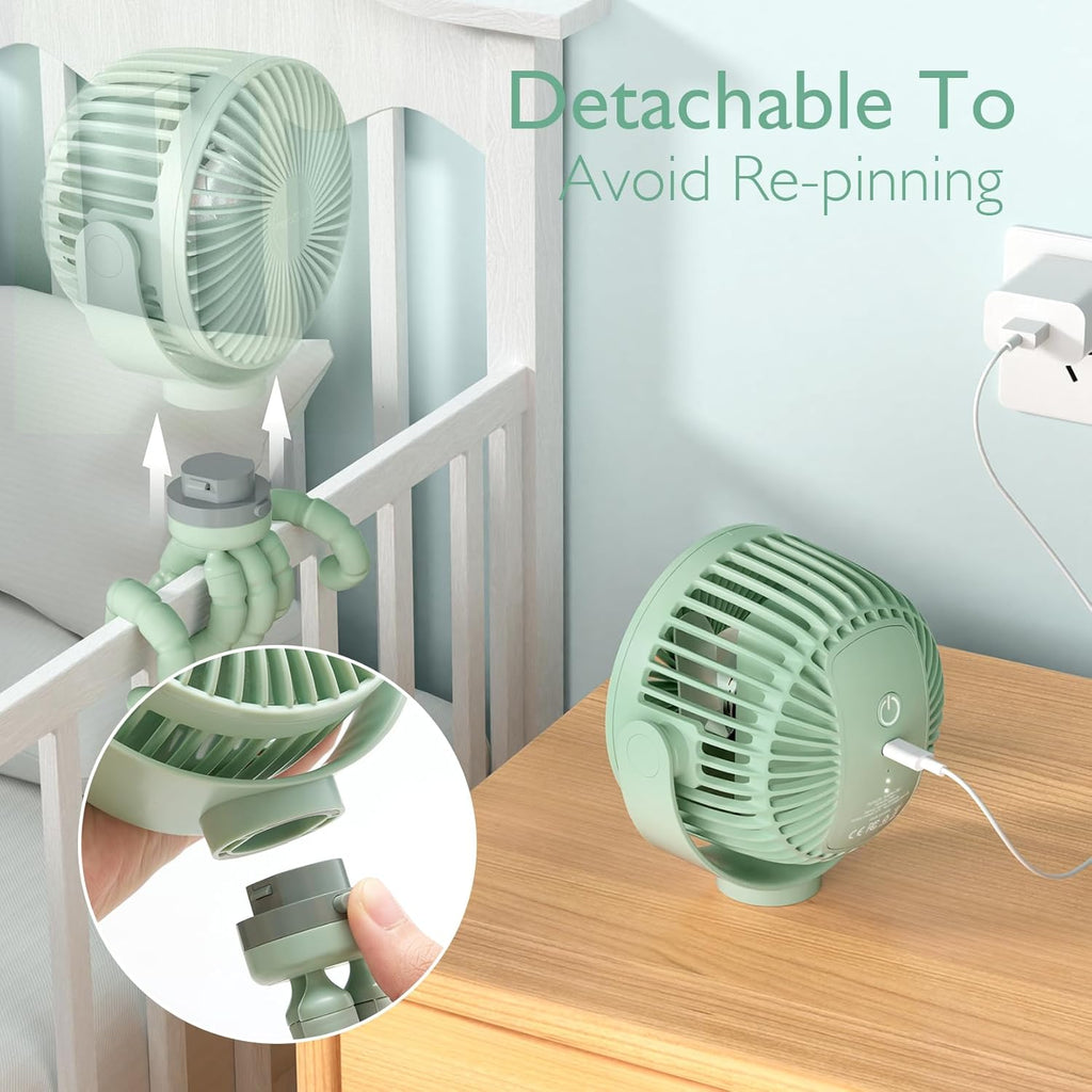 Ventilator portativ për karrocë/shtrat Momcozy PF01 8000mAh me dritë LED