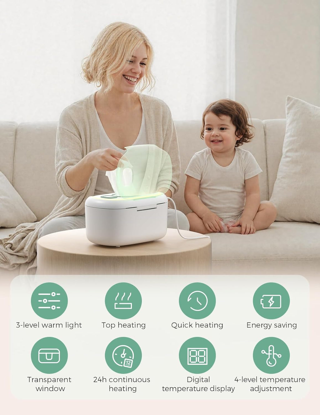Momcozy WW01 – Ngrohes dhe mbajtës i pecetave (Versioni EU)
