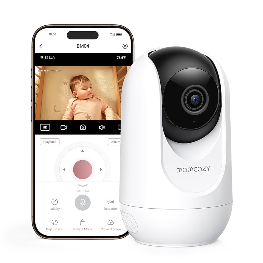 Momcozy BM04 – Kamerë Monitorimi Smart Wi-Fi për Foshnjë me Ekran 5″ dhe funksion Dual-Mode
