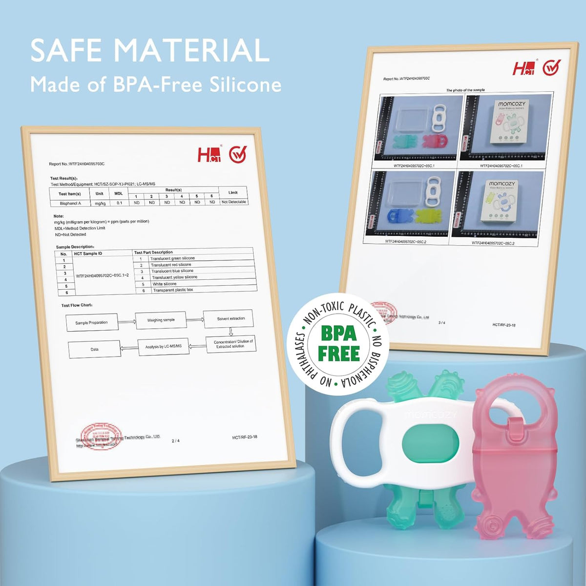 Set lodër për dhëmbë për bebe Momcozy silikon food-grade (0–12 muaj)