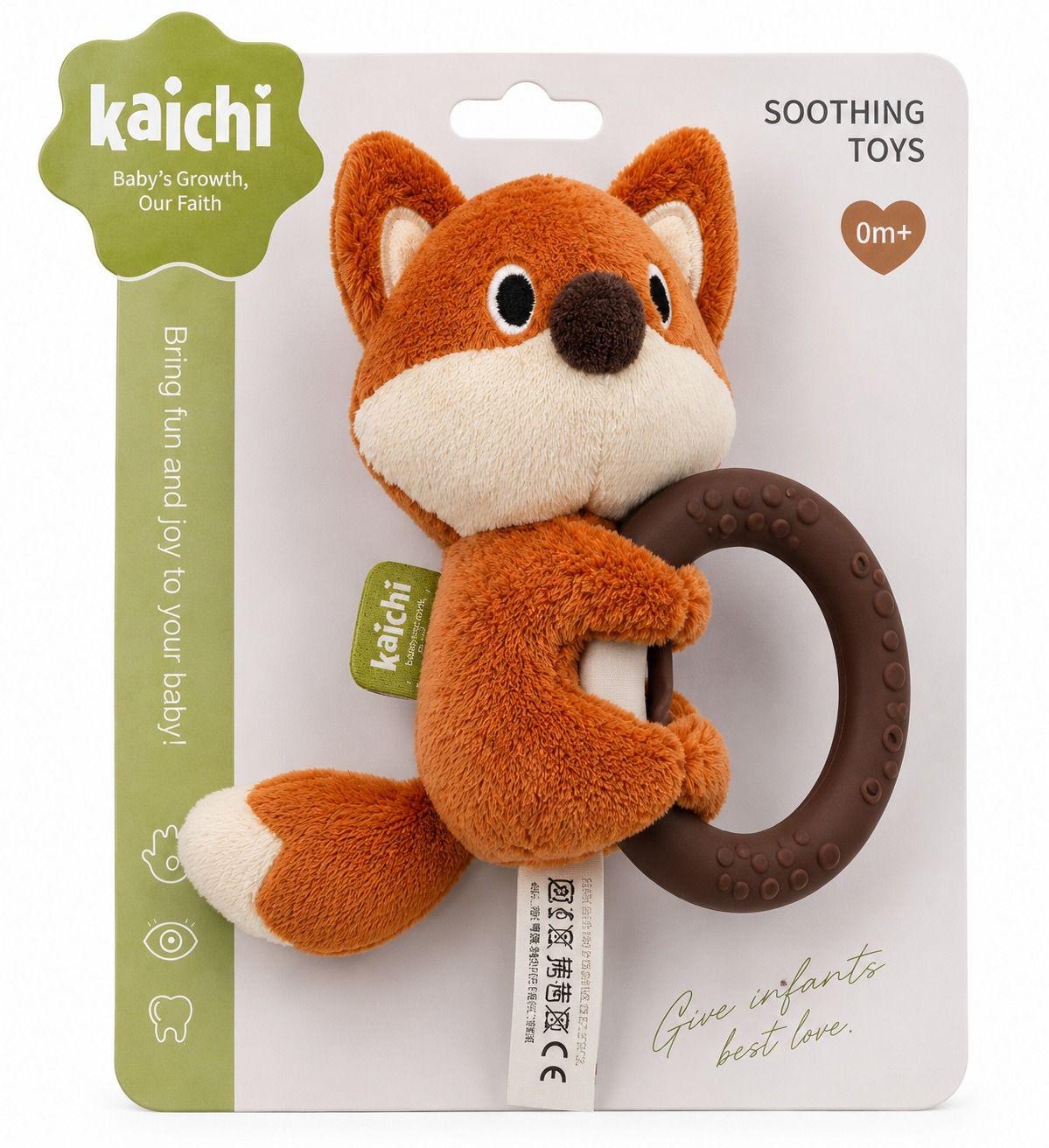 Pelush me Rrapëllimë dhe Teether për Bebe – 3 ngjyra