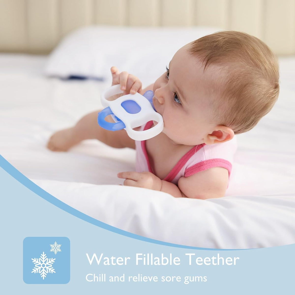 Set lodër për dhëmbë për bebe Momcozy silikon food-grade (0–12 muaj)