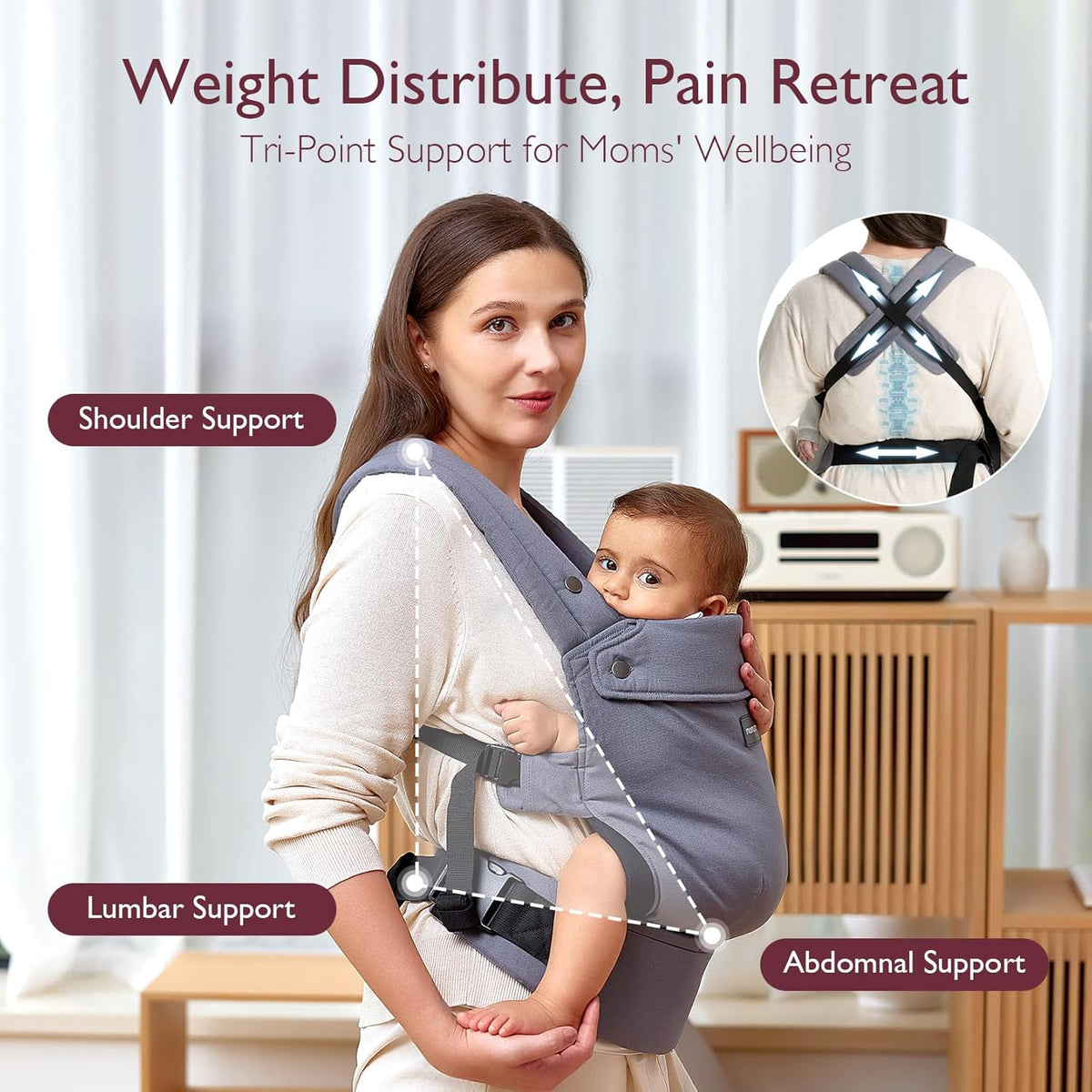 Momcozy BC001 – Kangur - Mbajtës Ergonomik për Foshnjë, 3.5–20 kg