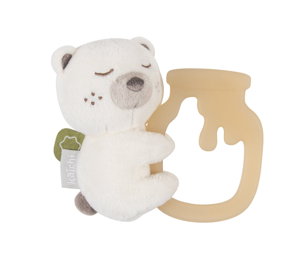 Pelush me Rrapëllimë dhe Teether për Bebe – 3 ngjyra