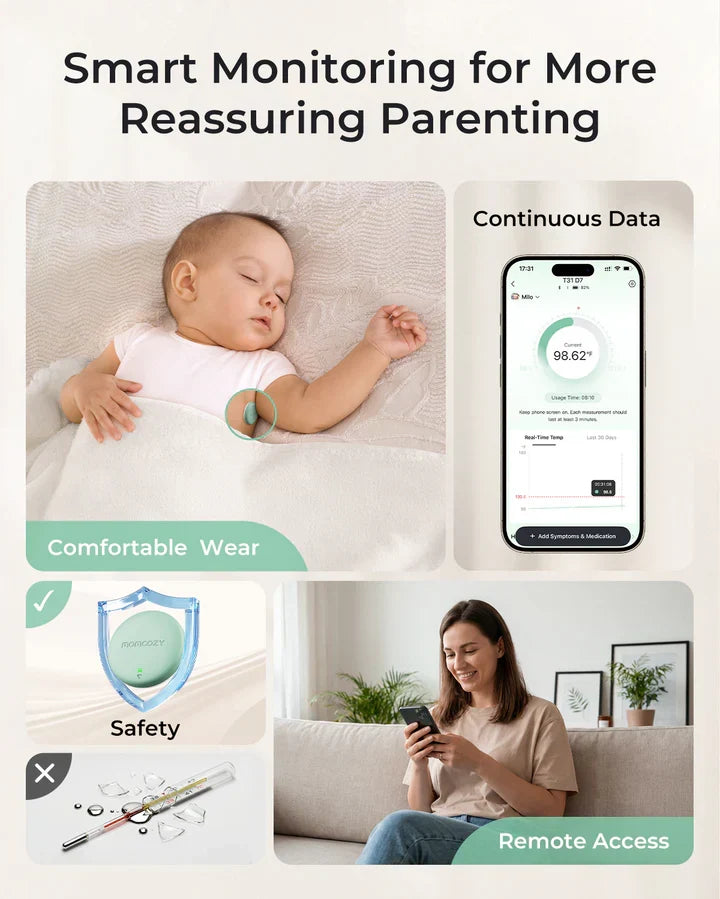 Termometër Momcozy inteligjent për bebe T31 Smart, wearable, me aplikacion, Bluetooth