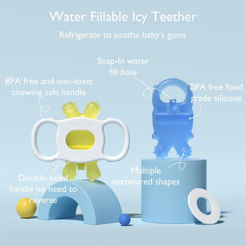 Set lodër për dhëmbë për bebe Momcozy silikon food-grade (0–12 muaj)