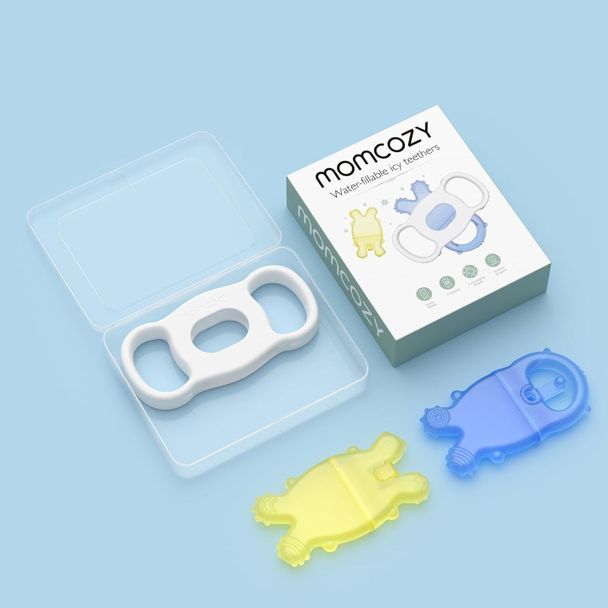 Set lodër për dhëmbë për bebe Momcozy silikon food-grade (0–12 muaj)