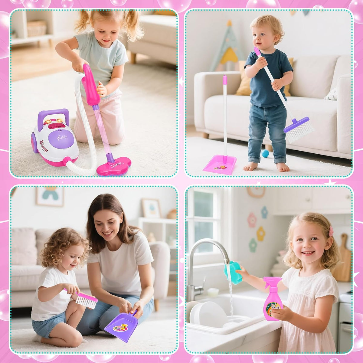 Set Pastrimi për Fëmijë me Fshesë Elektrike JY-8058