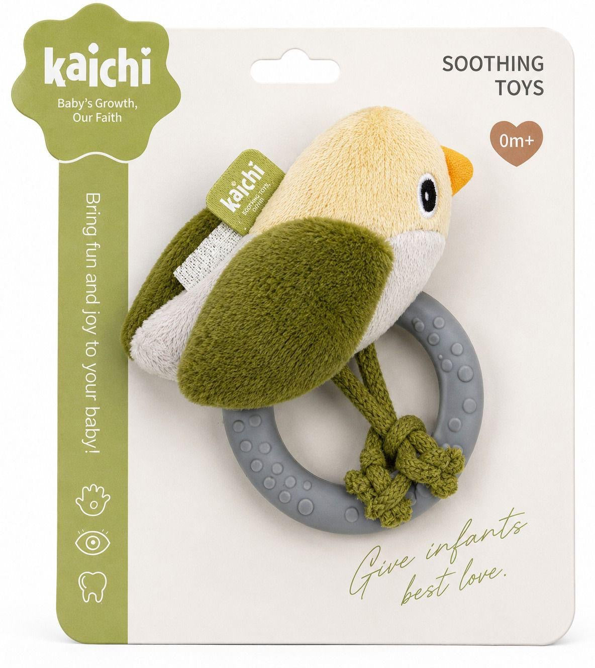 Pelush me Rrapëllimë dhe Teether për Bebe – 3 ngjyra