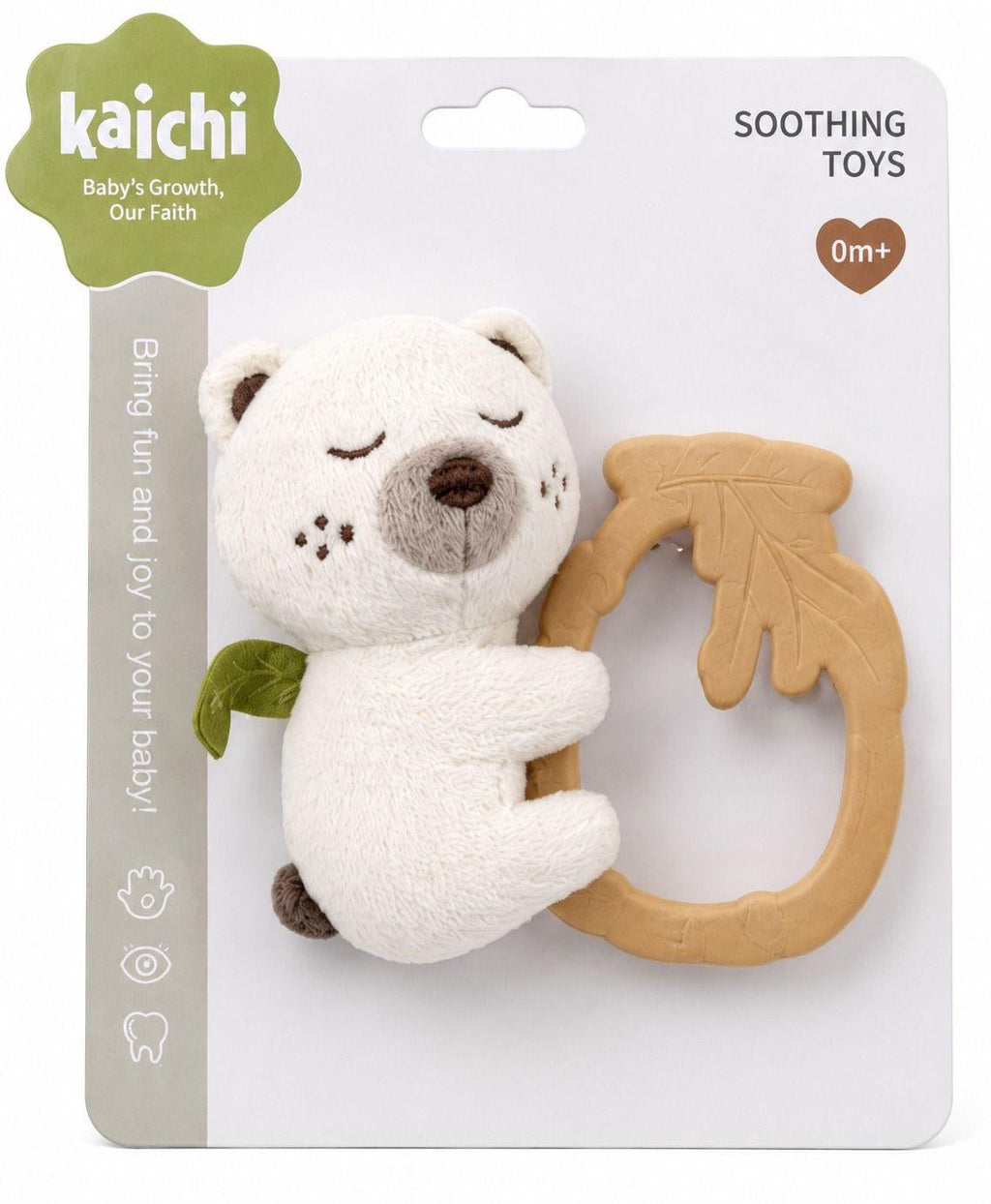 Pelush me Rrapëllimë dhe Teether për Bebe – 3 ngjyra