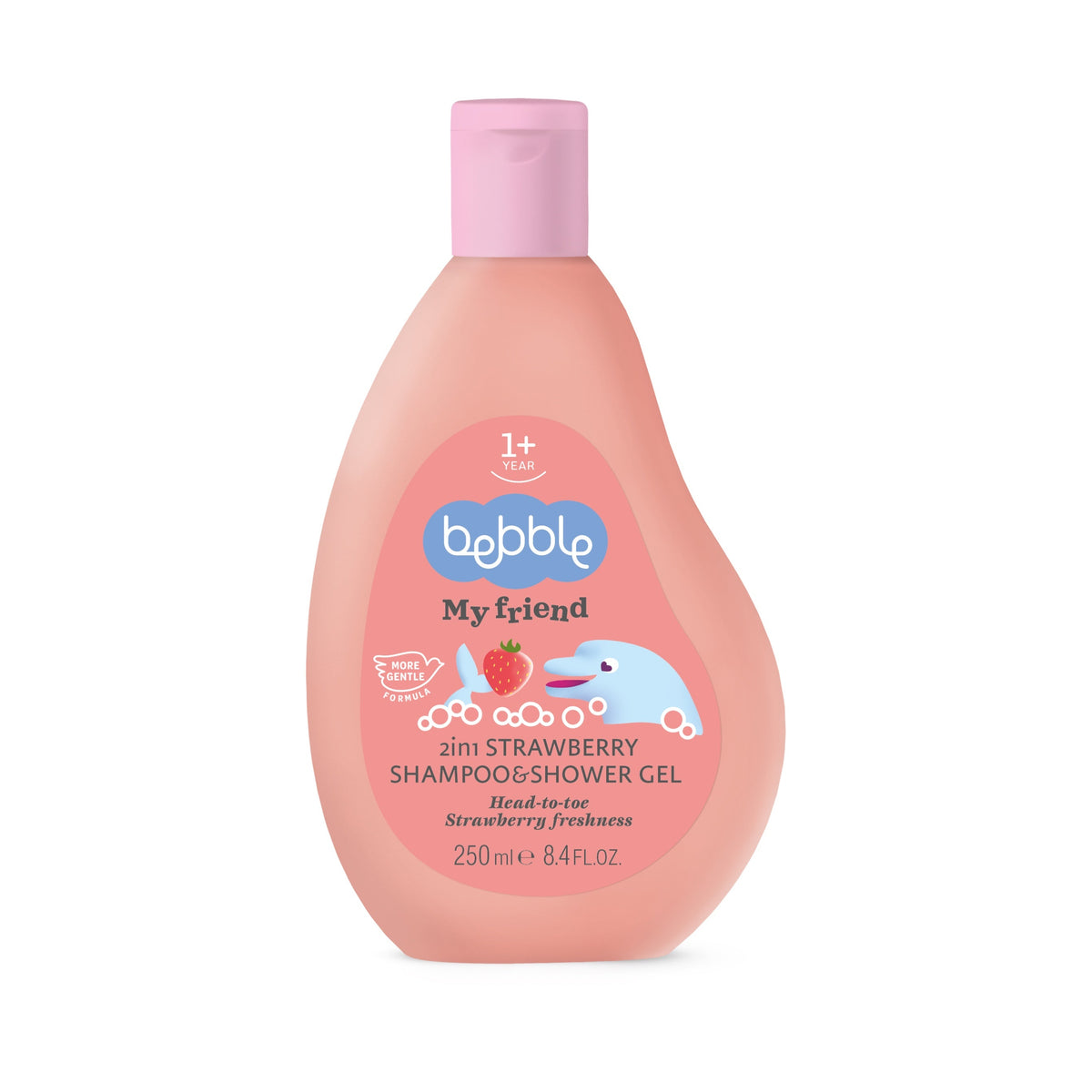 Bebble 2-në-1 Shampo & Xhel Dushi me Aromë Luleshtrydhe – 250 ml
