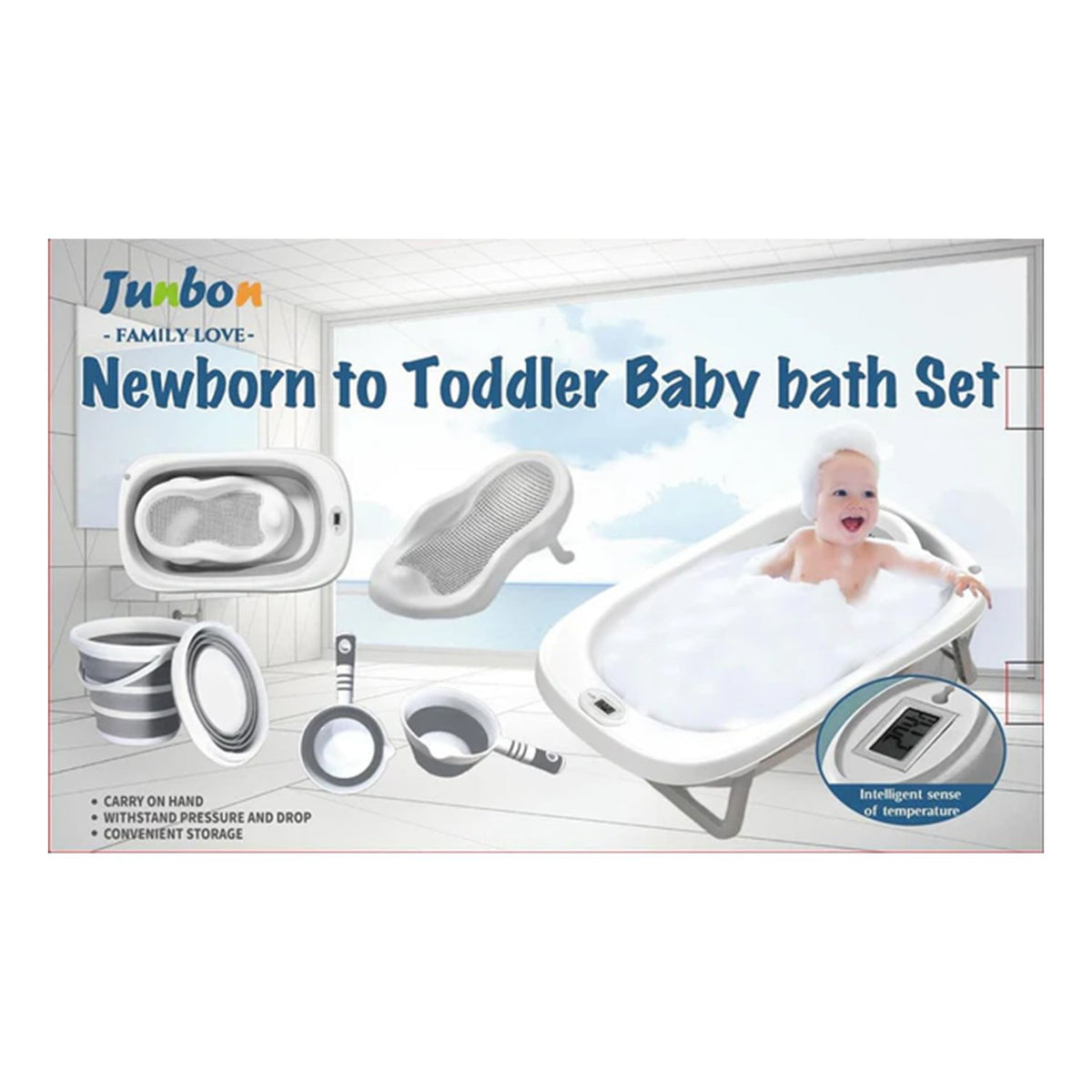 Set Vaskë për Bebe 4 në 1 me Termometër – Newborn to Toddler Bath Set