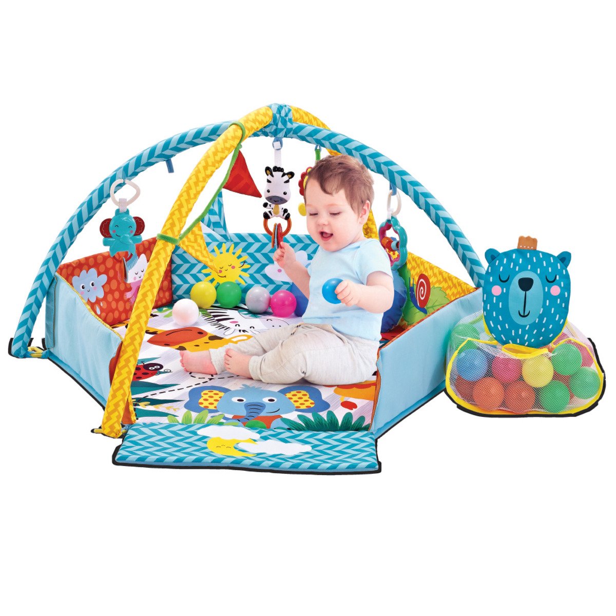 Baby Play Gym &amp; Ball Pit – Tapet Lojërash për Bebe me Lodrat e Varura dhe Topa