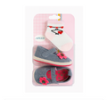 Set për Bebe 0–2 Vjet – Çorape &amp; Këpucë Jeans me Detaje Zemre