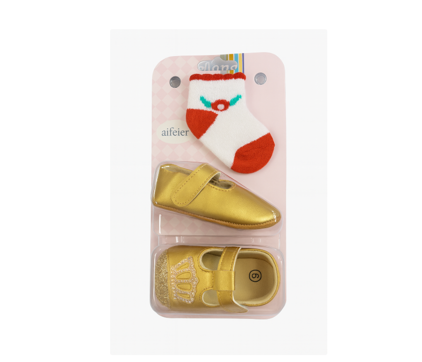 Set Elegant për Bebe – Çorape &amp; Këpucë Gold