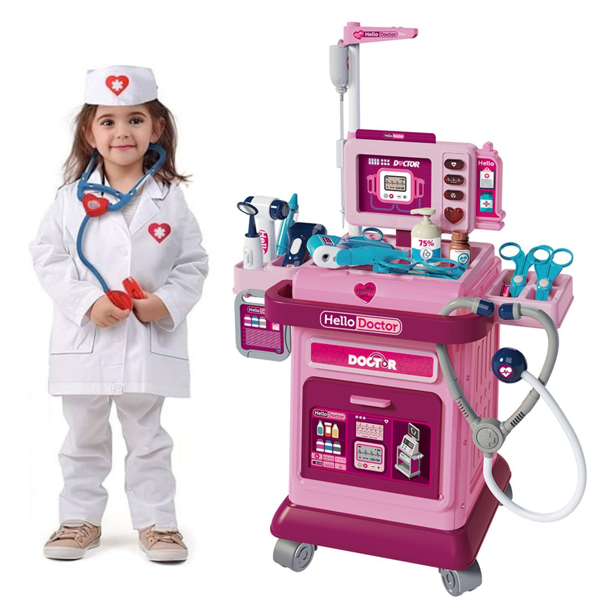 Set mjeku për vajza – “Hello Doctor” me karrocë dhe aksesorë