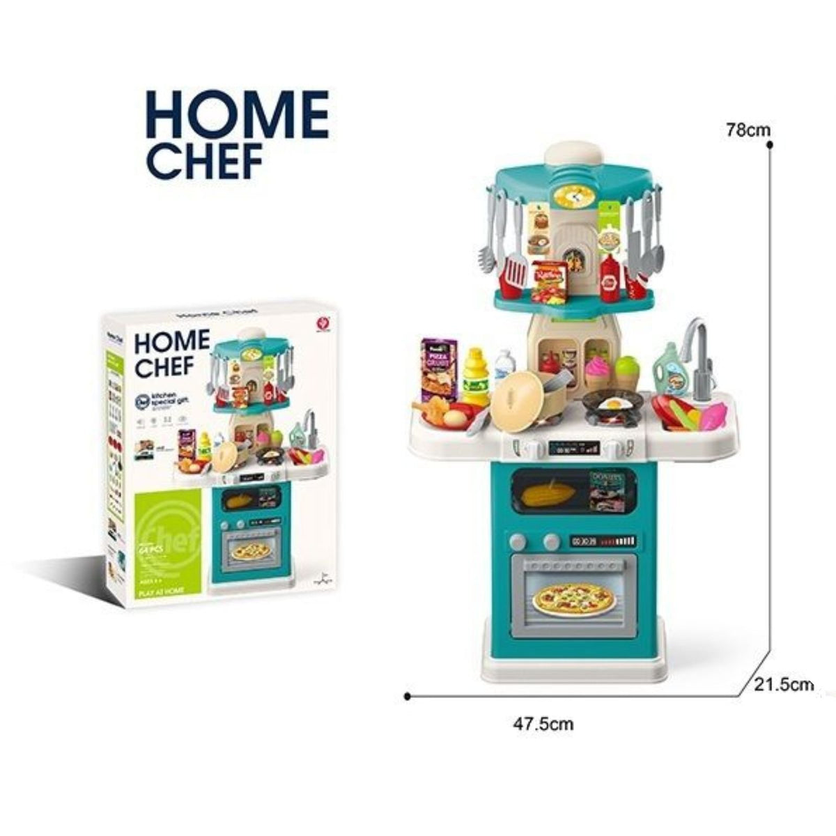 Kuzhinë lodër “Home Chef” për fëmijë – 64 pjesë me drita &amp; tinguj