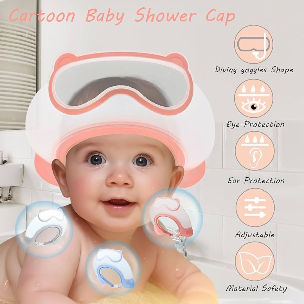 Kapelë për Dush për Bebë – Cartoon Baby Shower Cap