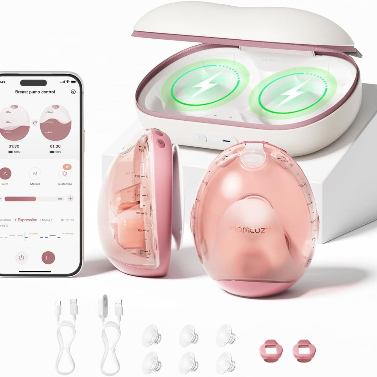 Momcozy – Pompë Gjiri Elektrike Wireless me Kuti Karikimi