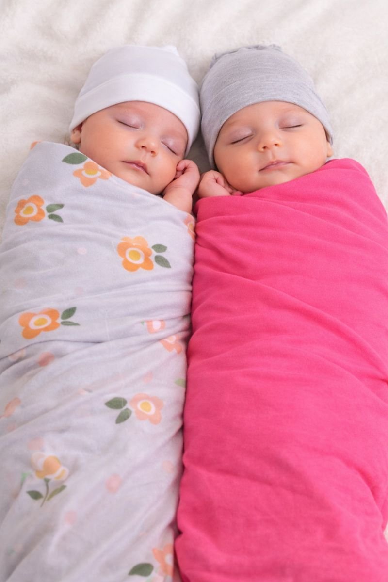 Set Batanijesh Swaddle për Bebë – Ngjyra Rozë &amp; Gri me Lule (2 Copë)